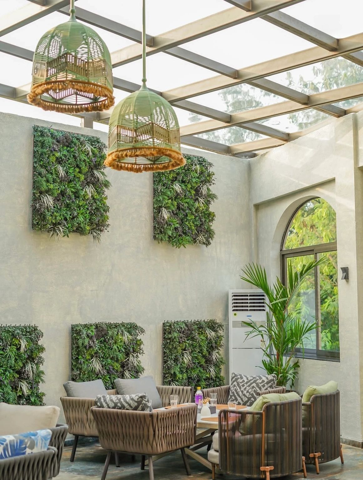 KOYA Raipur Elegant Stone and Glass Patio